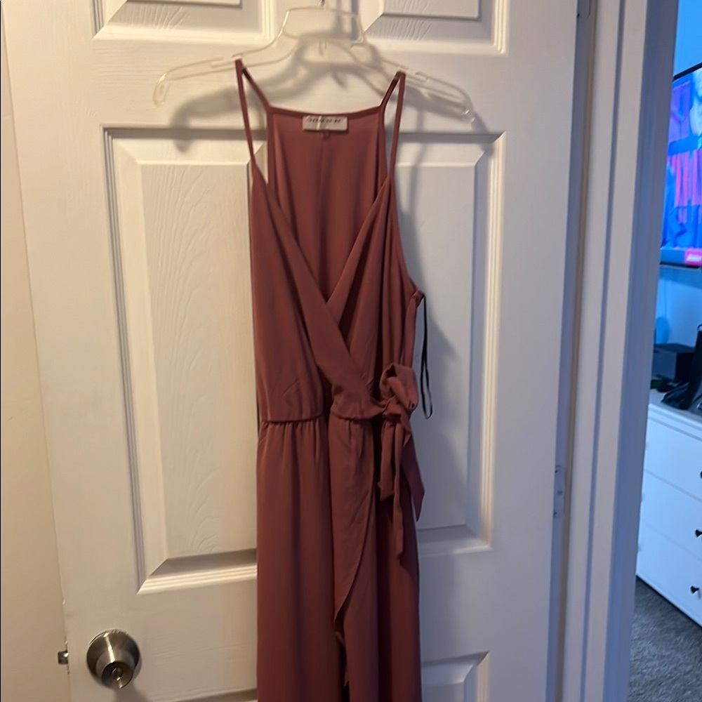 Midi Asymmetrical Wrap dusty, pink Sundress